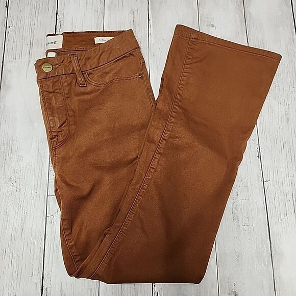 FRAME Le Crop Mini Boot Womens Size 25 Tobacco Rust Cropped Bootcut Jeans - Picture 6 of 13